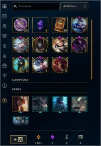 conta League of Legends passe ativo 42 skins LOL