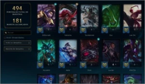conta lvl 426 gold II 167 skins, prestigio yasuo e lucian - League of Legends LOL