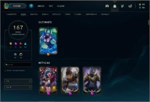 conta lvl 426 gold II 167 skins, prestigio yasuo e lucian - League of Legends LOL