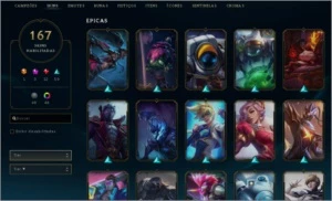 conta lvl 426 gold II 167 skins, prestigio yasuo e lucian - League of Legends LOL