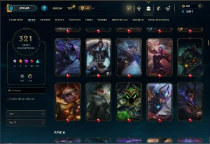 Unranked com TODOS os champs e 321 Skins ( Nivel 485 ) - League of Legends LOL