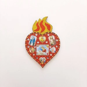 Enfeite Sagrado Coração com Lantejoulas Pt - Artesanato e Personalizados