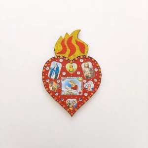 Enfeite Sagrado Coração com Lantejoulas Pt - Artesanato e Personalizados