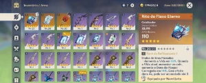 Neuvillete + Arma Assinatura + Mona + Diluc + Lança de Hutao - Genshin Impact