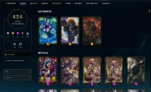 Conta de lol com quase 500 skins e 1300 reais gastos - League of Legends