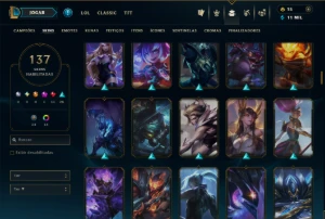 Unranked com 150 Champs e 137 Skins ( JG / SUP / MID ) - League of Legends LOL