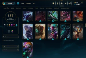 Unranked com 150 Champs e 137 Skins ( JG / SUP / MID ) - League of Legends LOL