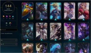 LoL ouro 2, 144 skins - League of Legends