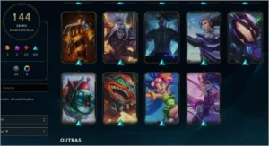 LoL ouro 2, 144 skins - League of Legends