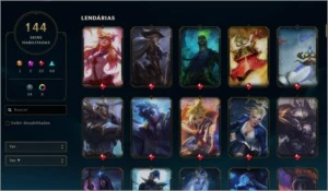 LoL ouro 2, 144 skins - League of Legends