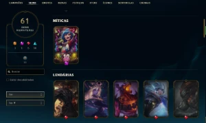 Conta league of legends 61 Skins, 8945 EA / Valorant LOL