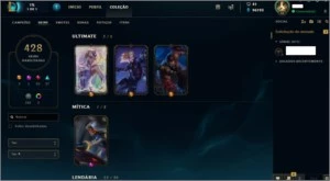 Conta Ouro 1 all champs 417 skin - League of Legends LOL