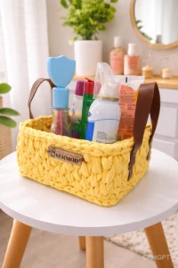 Cesto de Crochê Quadrado Flávia - Artesanato e Personalizados