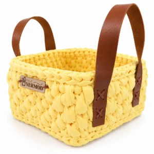 Cesto de Crochê Quadrado Flávia - Artesanato e Personalizados
