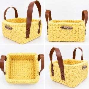 Cesto de Crochê Quadrado Flávia - Artesanato e Personalizados