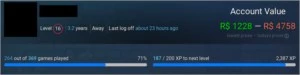 Conta Steam Lv 16 | 362 Games | 3 Anos | Sem VAC/Trade Ban