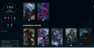 Conta mestre, full champions, 194 skins - League of Legends LOL