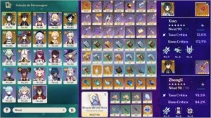 [AR53] Xião Zhongli e Venti + Báculo de Homa + 3 *5 estrelas - Genshin Impact