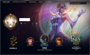 Platina V,45 skins,80 campeões, MMR ALTO - League of Legends LOL
