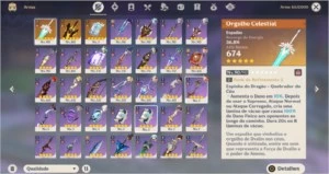 conta ar 55, 6 personagens t5 e 4 armas t5 - Genshin Impact