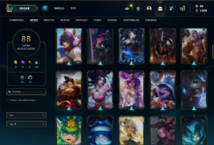 Unranked com 77 Champs e 88 Skins ( MAIN SUP ) - League of Legends LOL