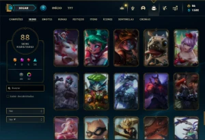 Unranked com 77 Champs e 88 Skins ( MAIN SUP ) - League of Legends LOL