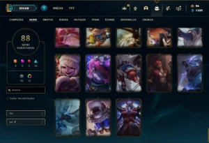 Unranked com 77 Champs e 88 Skins ( MAIN SUP ) - League of Legends LOL