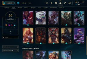 Conta LoL Ouro 1, 31 Champions, 29 Skins (2 Lendárias) - League of Legends