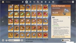 Genshin Impact -Conta ar 56, 10 perso - 5 estrelas, 4 armar