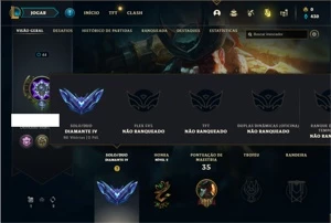 Conta Diamante 4 com 31 Champs e 3 Skins - League of Legends LOL