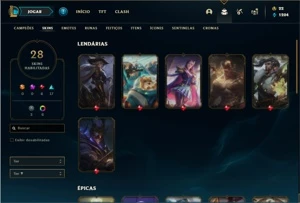 Conta Platina 4 com 44 Champs e 28 Skins - League of Legends LOL