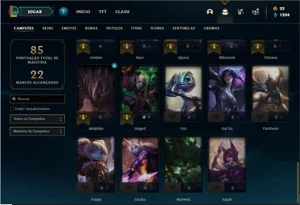 Conta Platina 4 com 44 Champs e 28 Skins - League of Legends LOL