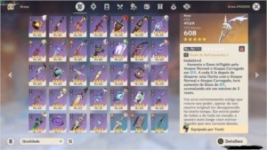 Conta Genshin (AR 56) – 8 personagens 5 estrelas + 4 armas - Genshin Impact