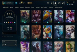 Platina 3 com TODOS os Champs e 131 Skins ( ADC / SUP ) - League of Legends LOL