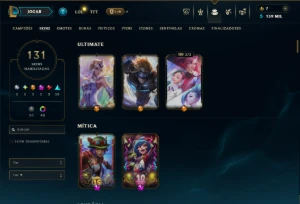 Platina 3 com TODOS os Champs e 131 Skins ( ADC / SUP ) - League of Legends LOL