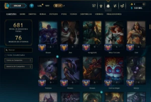 Platina 3 com TODOS os Champs e 131 Skins ( ADC / SUP ) - League of Legends LOL