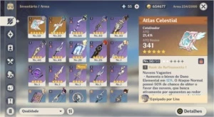 conta genshin impact com venti, diluc, + 2 armas 5 estrelas