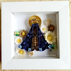 Nossa Senhora Aparecida com Flores 13 x 13 cm