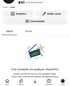 Conta Youtube 3 Mil Inscritos - Redes Sociais