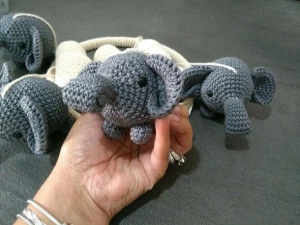 Mobile de Croche Elefante e Nuvem - Artesanato e Personalizados