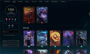 Conta LV 289 / 142 champs, 166 skins(17 lend, 3 ult, 1 mit) - League of Legends LOL