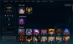Conta LV 289 / 142 champs, 166 skins(17 lend, 3 ult, 1 mit) - League of Legends LOL