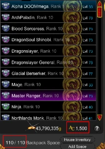 Conta Basica Lv80 - Awe Desbloqueado - 1,500 Acs 6 HeroPoint - Adventure Quest World AQW