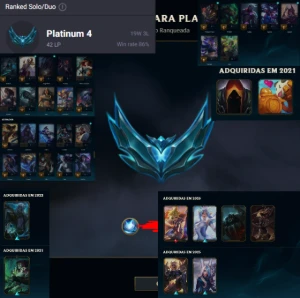 Conta HandLevel Platina Todos Adcs MMR Diamante/Mestre 86%wr - League of Legends LOL