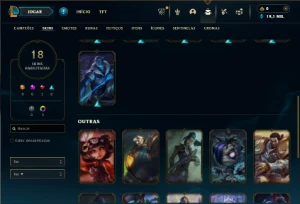 Platina 4 com 50 Champs e 18 Skins + 27 Espolios - League of Legends LOL