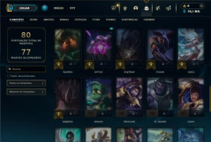Platina 4 com 50 Champs e 18 Skins + 27 Espolios - League of Legends LOL