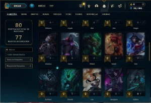Platina 4 com 50 Champs e 18 Skins + 27 Espolios - League of Legends LOL