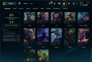 Platina 4 com 50 Champs e 18 Skins + 27 Espolios - League of Legends LOL