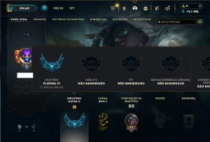 Platina 4 com 50 Champs e 18 Skins + 27 Espolios - League of Legends LOL