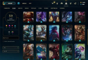 Conta platina 4 com 80 Champs e 32 Skins + 1600 RP - League of Legends LOL